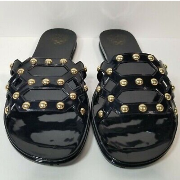 🔥VINCE CAMUTO “Carron” Black Jelly Slides BRAND NEW Size 9 with Gold Studs - Picture 5 of 6